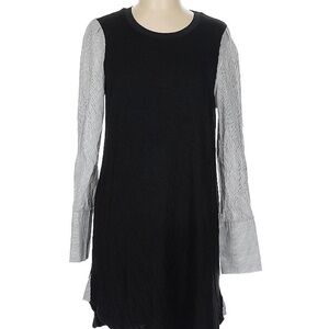 Kensie Black and Gray Long Sleeve Dress Large